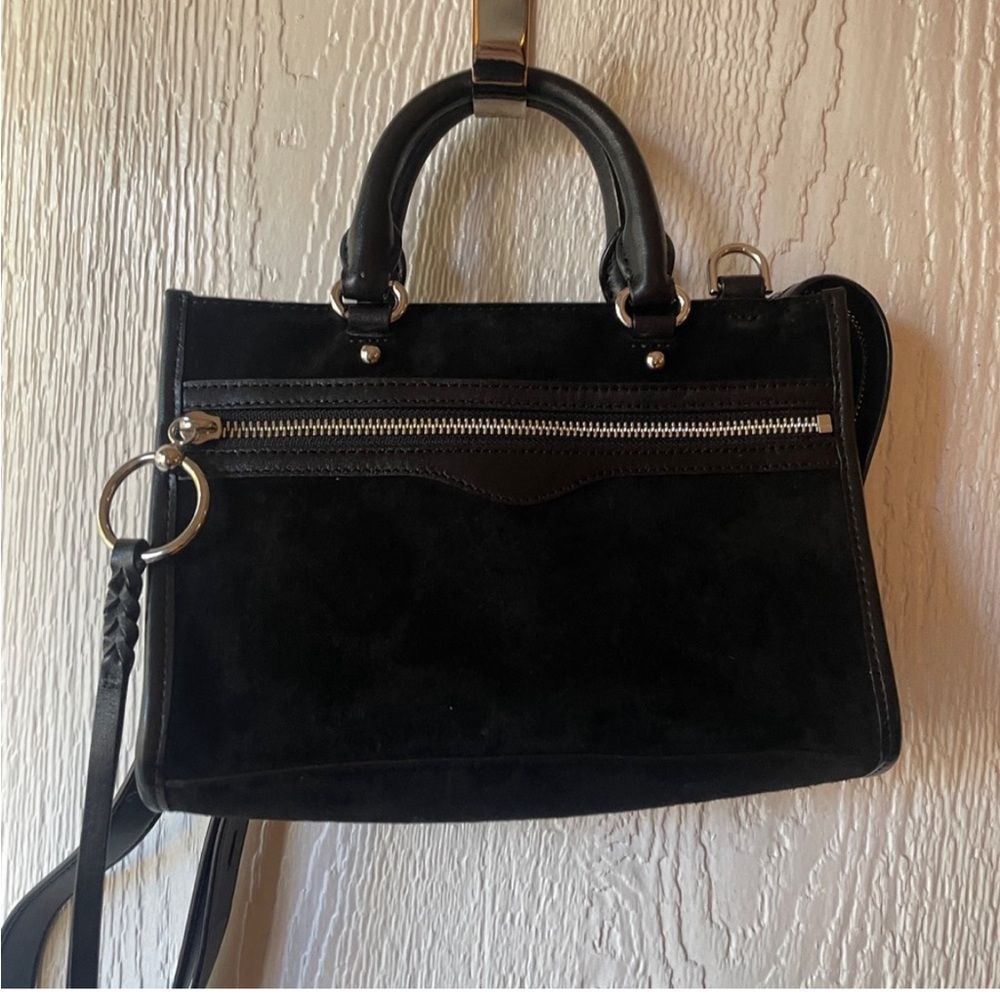 REBECCA MINKOFF BLACK SUEDE CROSSBODY BAG
